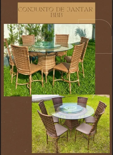 Conjunto de Jantar de Jardim com 6 Cadeiras.