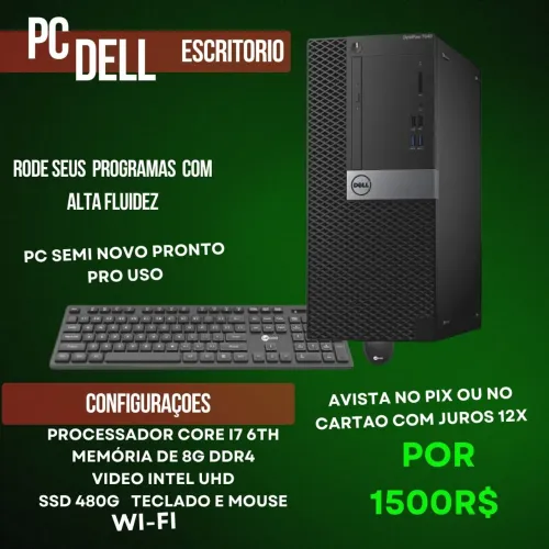 Pc dell core i7 8G SSD 250