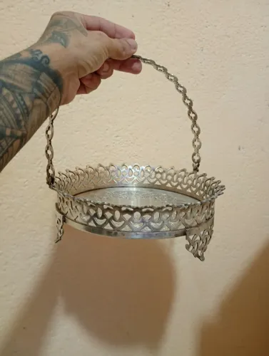 Fruteira antiga prata pesada 