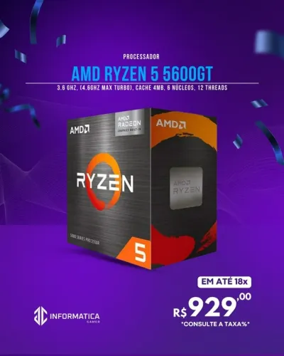 PROCESSADOR AMD RYZEN 5 5600GT 