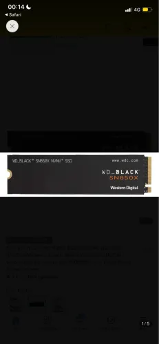 SSD 1TB Western Digital SSD WD Black SN850X NVMe M.2 2280