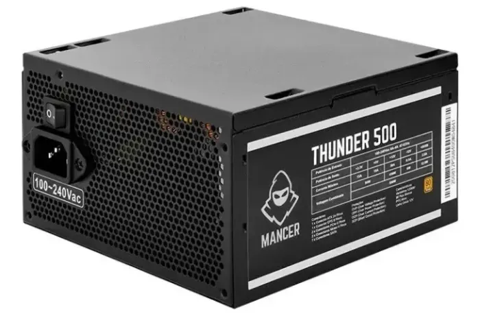 Fonte Mancer Thunder 500w, 80 Plus Bronze Oem Cor Preto