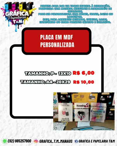 placa em mdf personalizada