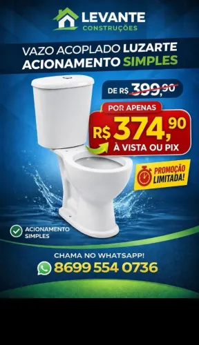 Vazo sanitário acoplado luzarte