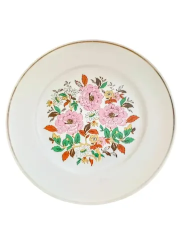 Prato porcelana Schmidt de parede decorativo desenhos florais 