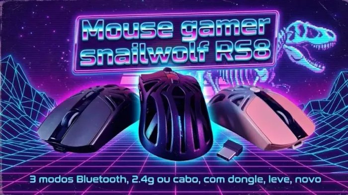 Mouse gamer smailwolf RS8 3 modos Bluetooth, 2.4g cabo, com dongle, leve, novo