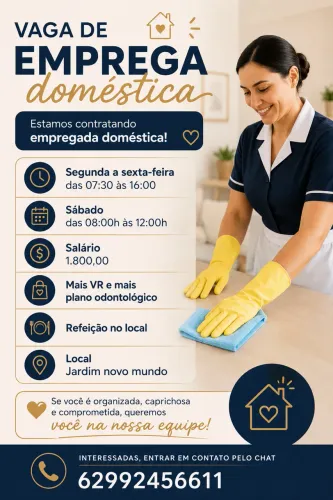 Vaga de empregada doméstica/secretaria do lar 