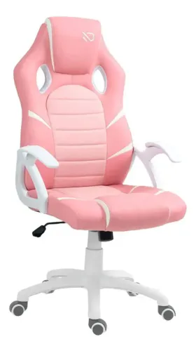 Cadeira Gamer Duex Infinite Boost Dx9002pw Rosa E Branco Rosa Couro Sintético