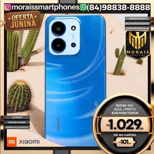Xiaomi Redmi 15c - Preto, Azul - 256GB | 8GB RAM - LACRADO NOVO| ENTREGA IMEDIATA |