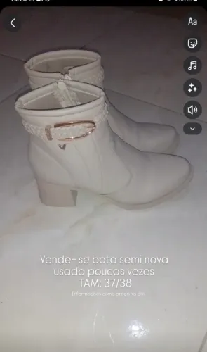 Calçado bota cano baixo de salto tam 37 na cor beje por preço acessível