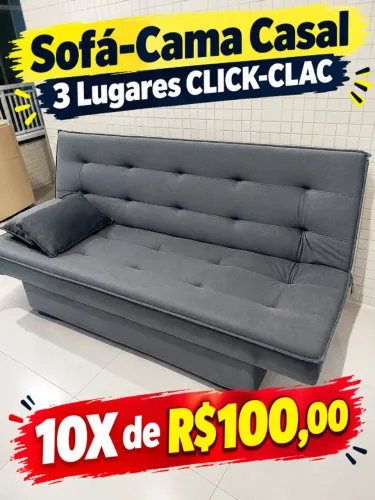 Sofá-Cama 3 Lugares Reclinável 3 Posições Click-Clack 1,80m - Estuda Troca