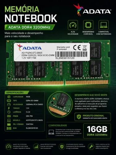 Memória ram adata - 16 GB DDR4