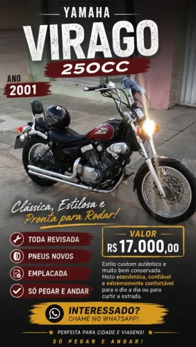 Yamaha Virago 250cc, toda original, Pronta!