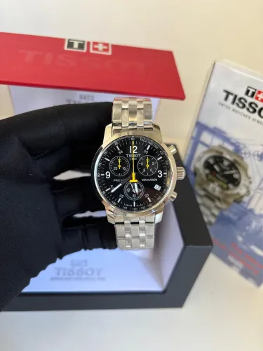 Relógio Masculino Tissot PRC 200 Preto Chronograph 42mm - Linha Super C Máquina ETA