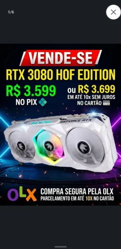 RTX 3080 HOF Hall of fame galax! Placa de vídeo Branca nvidia top de linha nova zerada RTX