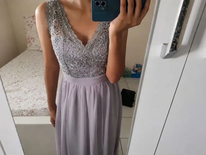 Vestido de festa prata