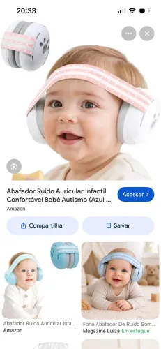 Abafador de ouvido para bebê
