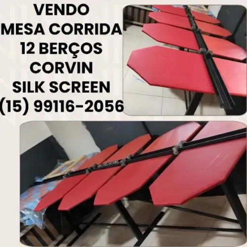 MESA CORRIDA  12 BERÇOS CORVIN SILK SCREEN 