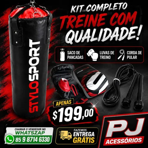 saco de pancada profissional luvas e corda. entrega grátis