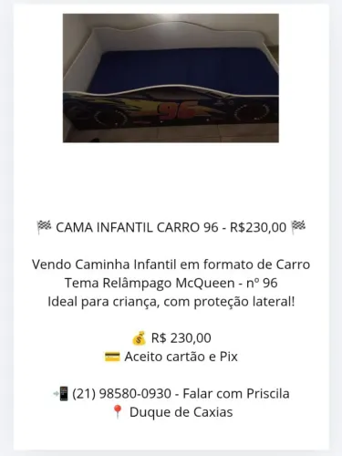 Vendo essa cama infantil