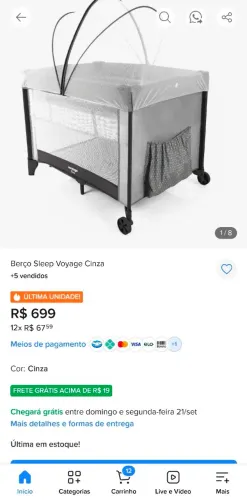 Berço Sleep Voyage Cinza