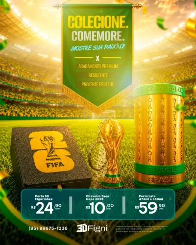 Porta Figurinhas, Chaveiros Taça e Porta Lata da Copa 2026