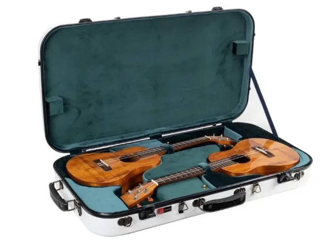 Case rígido duplo para ukuleles Crossrock fechadura TSA concert/tenor