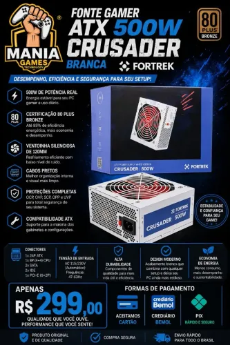 Fonte Gamer atx 500w