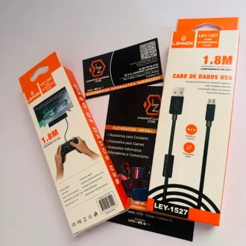 Cabo para Controle PS4 - 1.8M Lehmox LEY-1527 - Reforçado para Game
