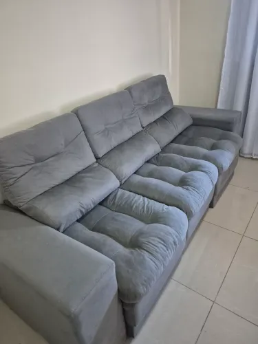 Sofá retrátil reclináveis 4 lugares veludo Roma Besthouse