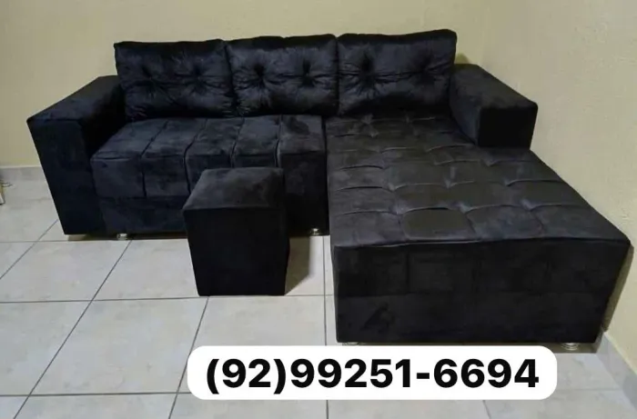sofa tres lugares com chaise
