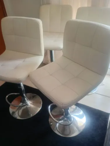 4 banquetas de couro Branca