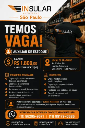 Vaga de Emprego - Auxiliar de Estoque