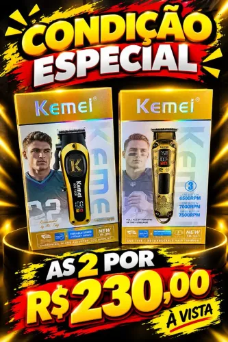 Kit máquina de cortar cabelo kemei profissional