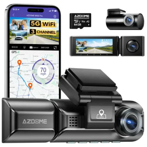 Câmara Veicular Azdome M550 Pro (3CH) + 64GB Dashcam