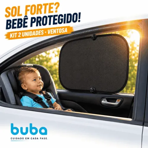 Protetor Solar Para Carro Janela Lateral Kit 2 Ventosa Anti UV Bebê Infantil Buba