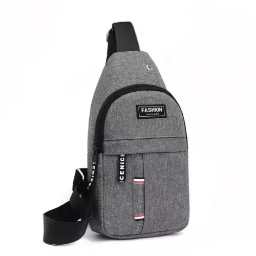 Bolsa transversal cinza masculina multifuncional em tecido Oxford