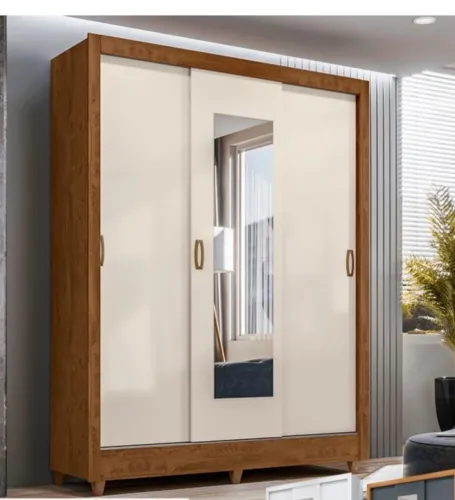 Guarda Roupa de Casal 3 portas com Espelho