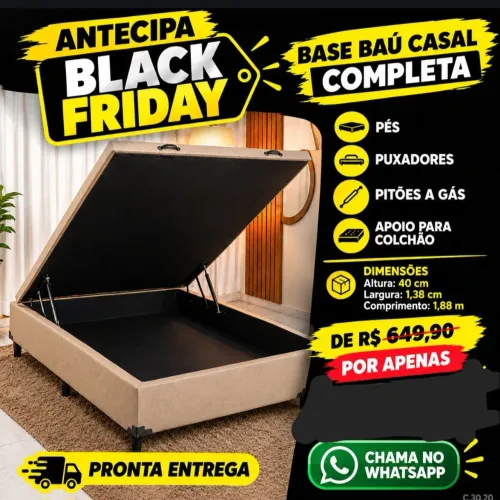 BASE BAÚ CASAL COMPLETA COM PUXADORES