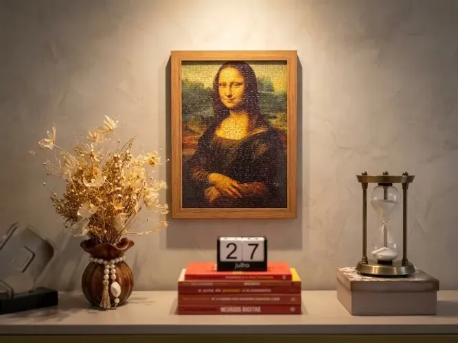 Quadro Mona Lisa - Quebra-Cabeça 500 Peças Emoldurado com PETG