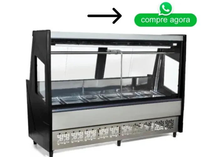 Balcão de Açougue 2M Preto Vidro Reto Polar