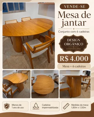 Mesa 6 lugares com ou sem cadeiras | menos de 1 ano