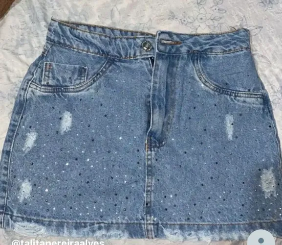 Mini saia jeans 42 com brilho 