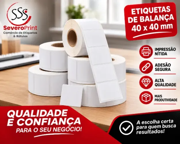 Cx etiquetas balanças 40 x 40 mm rolos c/500 etiq