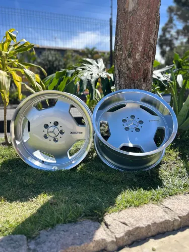 Jogo De Roda Mercedes Monobloco AMG Prata Brilhante 5x112 - 19x8,5 e 19x9,5