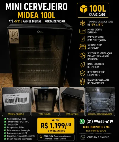 CERVEJEIRA MIDEA 100L | ATÉ -5°C | PAINEL DIGITAL