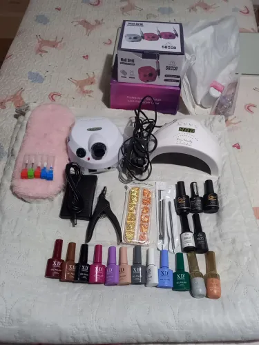 Kit completo para manicure -Cabine LED/UV+Lixadeira elétrica +Esmaltes em gel+ acessórios