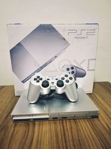 PS2 Slim Satin Silver ORIGINAL + CAIXA