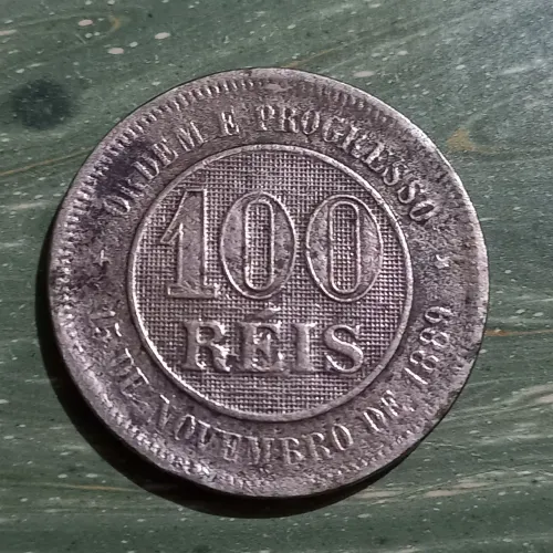 Moéda 100 Réis 1899 Reverso Invertido MBC