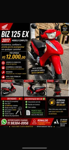 Honda Biz 125 EX 2017 - Modelo Completo 
